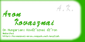 aron kovasznai business card